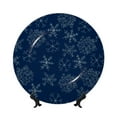 thumbnail image 1 of Daiia Snowflake Dark Blue Printed Pattern Ceramic Plate Dinner Plates Bone China Decorative Plates with Display Stand Art Ceramic Ornaments for Wall Hanging Decoration-10in, 1 of 6