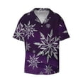 thumbnail image 1 of Daiia Snowflake Gradient Purple Men's Linen Shirts Short Sleeve Casual Shirts Button Down Shirt for Men Beach Summer Wedding Shirt-Small, 1 of 7