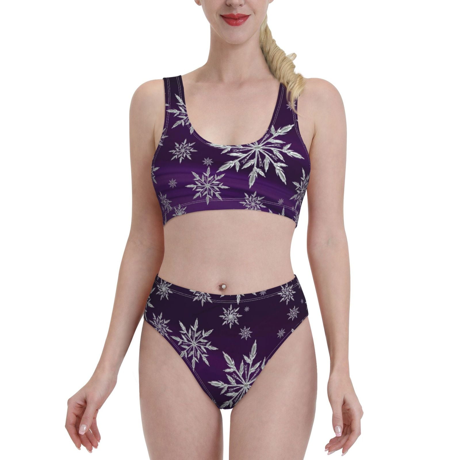 Women's Neon Snowflake Christmas Buttery Soft Swimsuit With UPF 50+ main image 1