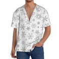 thumbnail image 1 of Daiia Snowflake Minimalist Men's Linen Shirts Short Sleeve Casual Shirts Button Down Shirt for Men Beach Summer Wedding Shirt-XX-Large, 1 of 6