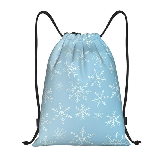 Daiia Snowflake Snowing Pattern Drawstring Backpack, Gym Bag, Lightweight Backpack, Water-Resistant Bag Travel Sports Backpack, Fitness Bag, Yoga Bag-Medium