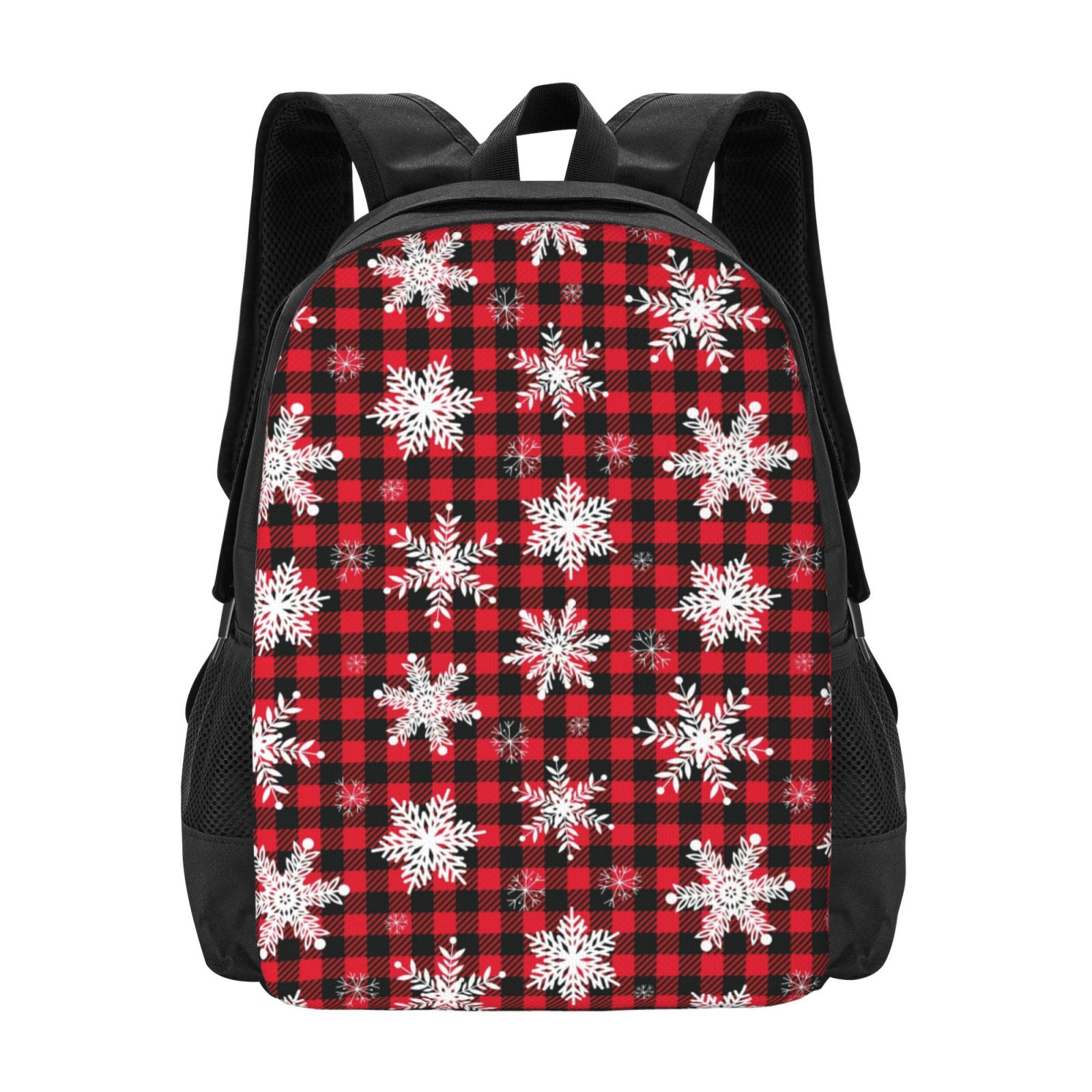 Daiia Snowflakes On A Buffalo Plaid Christmas Backpack for Men and