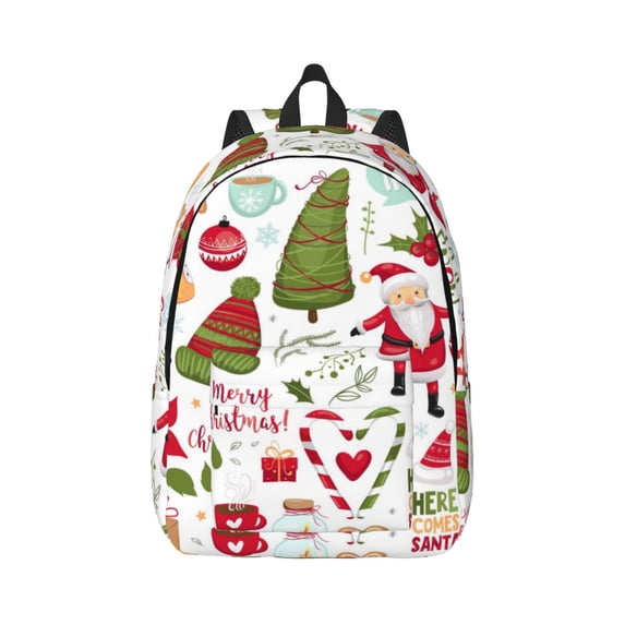 Daiia Snowflakes Santa Claus Vintage Canvas Backpack for Men and Women ,Hiking Backpack,Travel Laptop Bag for School,Large Capacity Backpack