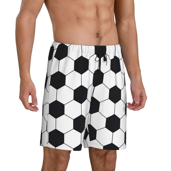 Daiia Soccer Ball Mens Woven Stretch Pajama Short,Short Pajama Pants-4X-Large