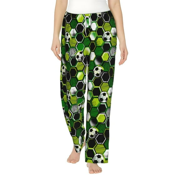 Daiia Soccer1 Women's Sleep Pant with Pockets and Drawstring,Pajama Pants-Large