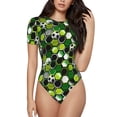 thumbnail image 1 of Daiia Soccer1 print Women's Crew Neck Short Sleeve Bodysuit Fashion Tops Fit Casual Basic Extender Bodysuit-Large, 1 of 9