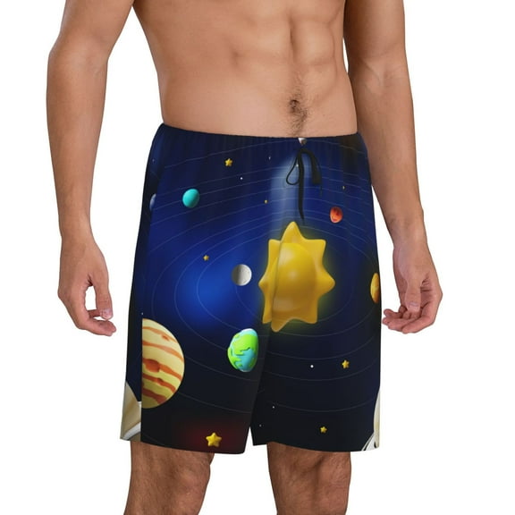 Daiia Solar System Mens Woven Stretch Pajama Short,Short Pajama Pants-XX-Large