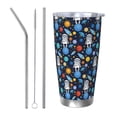 thumbnail image 1 of Daiia Space Dog Printed 20oz Insulated Coffee Cup with Straw Topper, Fully Spill Proof Travel Coffee Mug, Stainless Steel Tumbler for Work Home Outdoor Car-Straw Three-piece Set, 1 of 8