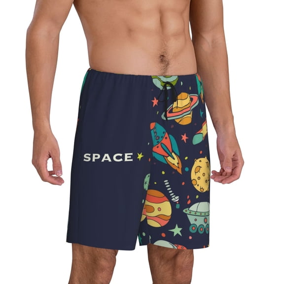 Daiia Space Mens Woven Stretch Pajama Short,Short Pajama Pants-Small