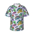 thumbnail image 1 of Daiia Space Monster Print Hawaiian Shirt for Men Gentle Cotton Regular Short Sleeve Casual,3X-Large, 1 of 7