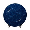 thumbnail image 1 of Daiia Sparkling Blue Glitter Printed Pattern Ceramic Plate Dinner Plates Bone China Decorative Plates with Display Stand Art Ceramic Ornaments for Wall Hanging Decoration-6in, 1 of 6