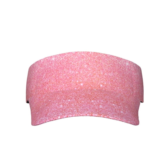 Daiia Sparkly Pink Glitter Pattern Sport Sun Visor Hats Visor Cap Adjustable Empty Top Baseball Cap Cotton Ball Caps for Women and Men