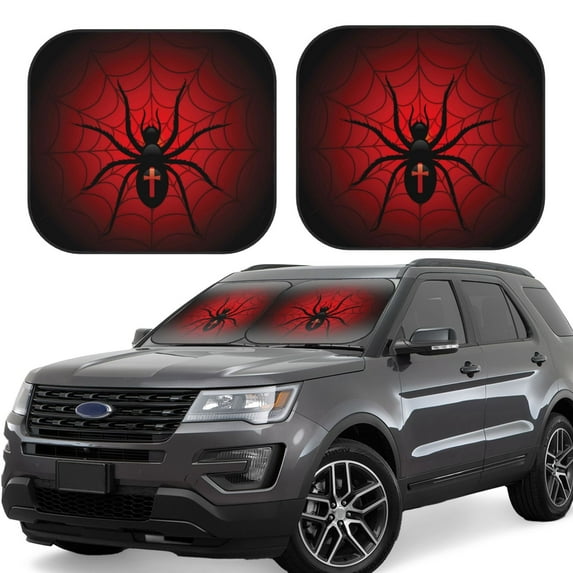 Daiia Spider on the Web 2PCS Car Windshield Sun Shade, Foldable Sun Shield for Car Front Window, Auto Sun Blocker Visor Protector Universal for Truck SUV Pickup-Medium