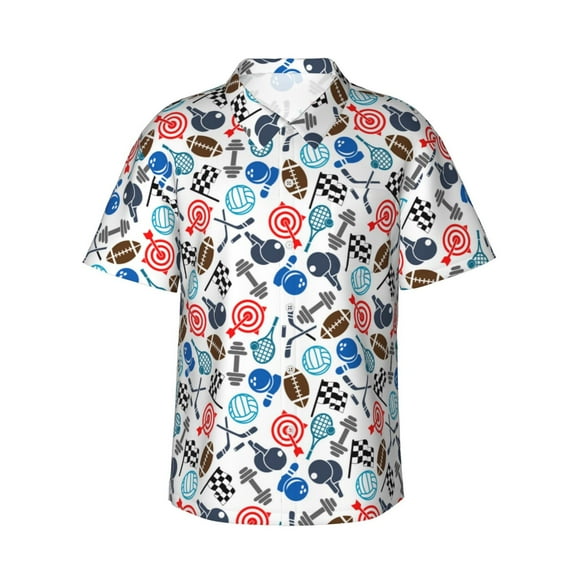 Daiia Sport Items Hawaiian Shirt for Men Gentle Cotton Regular Short Sleeve Casual-Small