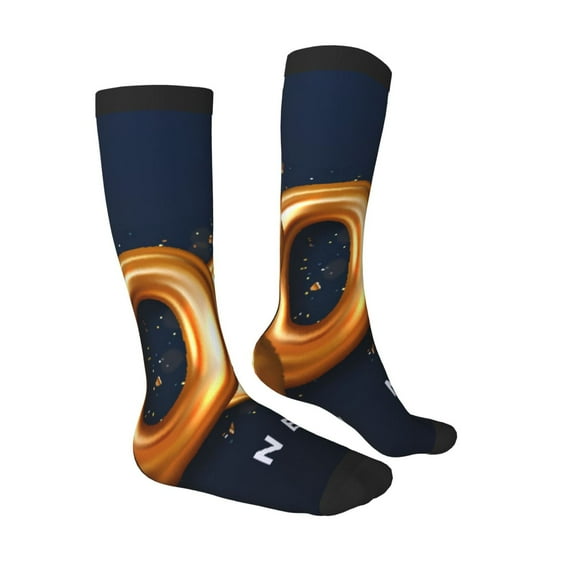 Daiia Sports Socks 2025 Happy New Year 6 Printed Novelty Crew Socks for Men Women Knee High Socks Cotton Socks Soft & Breathable Support Unisex Socks