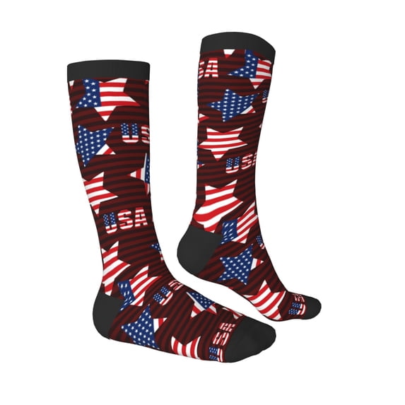 Daiia Sports Socks American Stars1 Printed Novelty Crew Socks for Men Women Knee High Socks Cotton Socks Soft & Breathable Support Unisex Socks