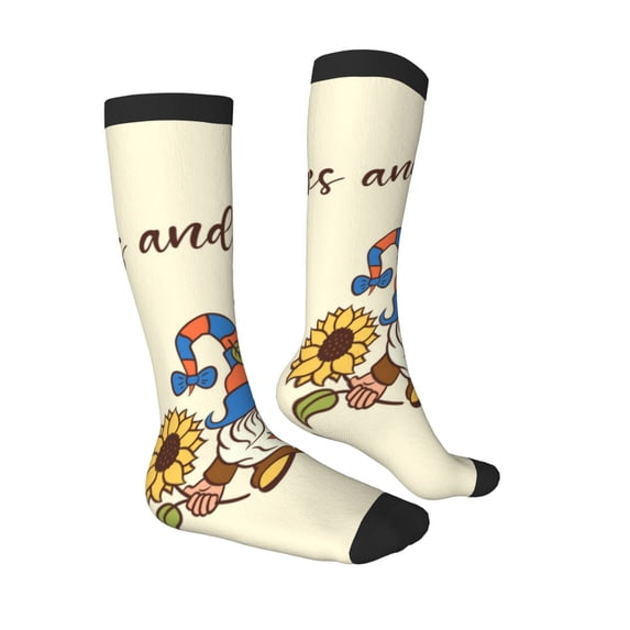 Daiia Sports Socks Autumn Gnomes1 Printed Novelty Crew Socks for Men Women Knee High Socks Cotton Socks Soft & Breathable Support Unisex Socks