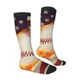 thumbnail image 1 of Daiia Sports Socks Baseball Ball With Flag Printed Novelty Crew Socks for Men Women Knee High Socks Cotton Socks Soft & Breathable Support Unisex Socks, 1 of 9