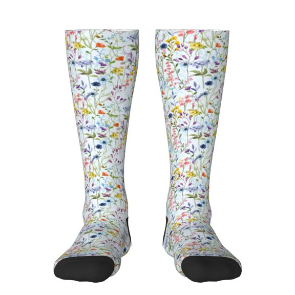Daiia Sports Socks Beautiful wild flower forest Printed Novelty Crew Socks for Men Women Knee High Socks Cotton Socks Soft & Breathable Support Unisex Socks