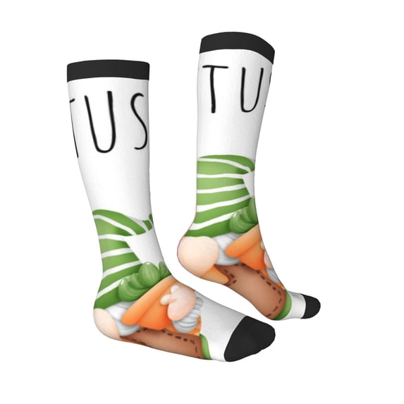 Daiia Sports Socks Cactus Gnome Printed Novelty Crew Socks for Men Women Knee High Socks Cotton Socks Soft & Breathable Support Unisex Socks