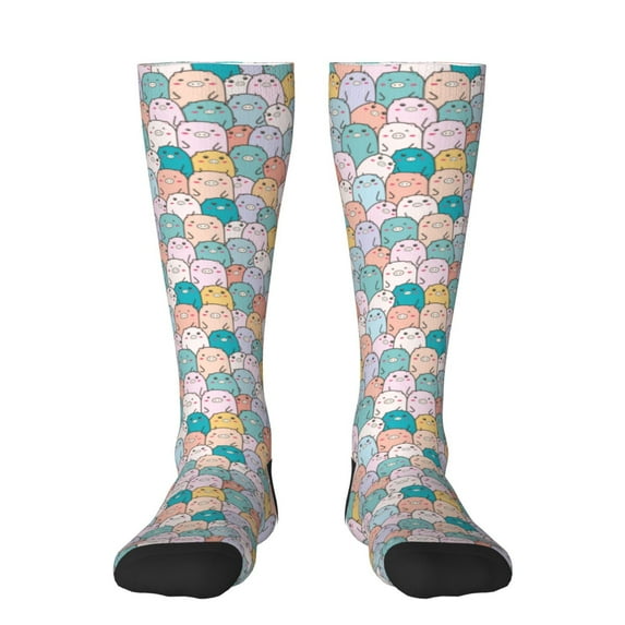 Daiia Sports Socks Colorful Cute Pig Printed Novelty Crew Socks for Men Women Knee High Socks Cotton Socks Soft & Breathable Support Unisex Socks