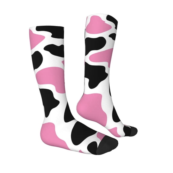 Daiia Sports Socks Cow Spots Printed Novelty Crew Socks for Men Women Knee High Socks Cotton Socks Soft & Breathable Support Unisex Socks