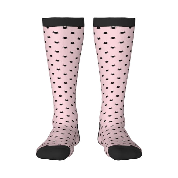 Daiia Sports Socks Cute Cat Printed Novelty Crew Socks for Men Women Knee High Socks Cotton Socks Soft & Breathable Support Unisex Socks