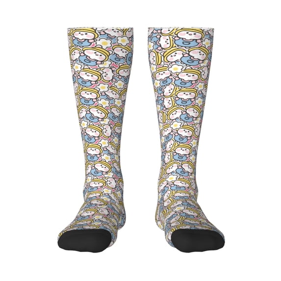 Daiia Sports Socks Cute Rabbit Printed Novelty Crew Socks for Men Women Knee High Socks Cotton Socks Soft & Breathable Support Unisex Socks