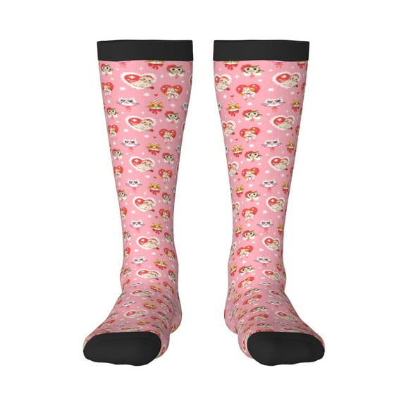 Daiia Sports Socks Cute cartoon cats Printed Novelty Crew Socks for Men Women Knee High Socks Cotton Socks Soft & Breathable Support Unisex Socks