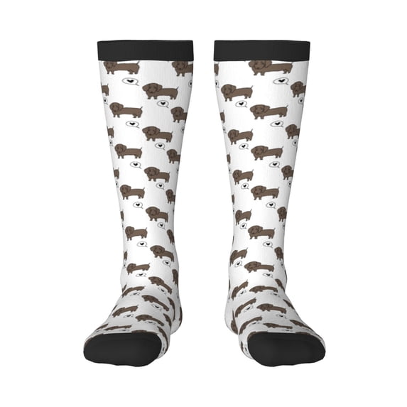 Daiia Sports Socks Dachshund Dog Printed Novelty Crew Socks for Men Women Knee High Socks Cotton Socks Soft & Breathable Support Unisex Socks