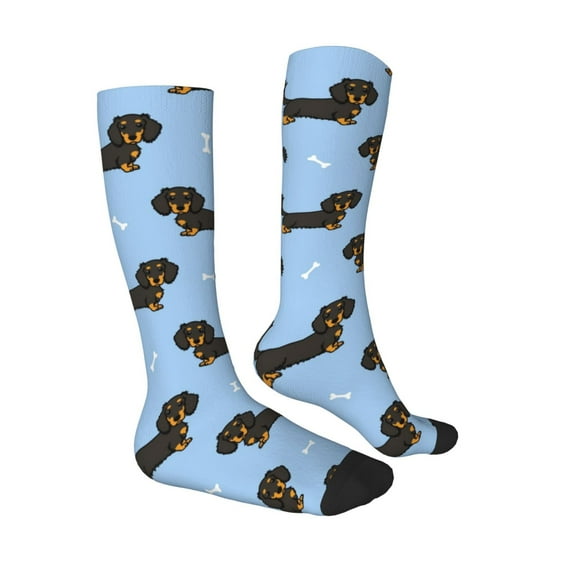 Daiia Sports Socks Dachshund Dog Printed Novelty Crew Socks for Men Women Knee High Socks Cotton Socks Soft & Breathable Support Unisex Socks