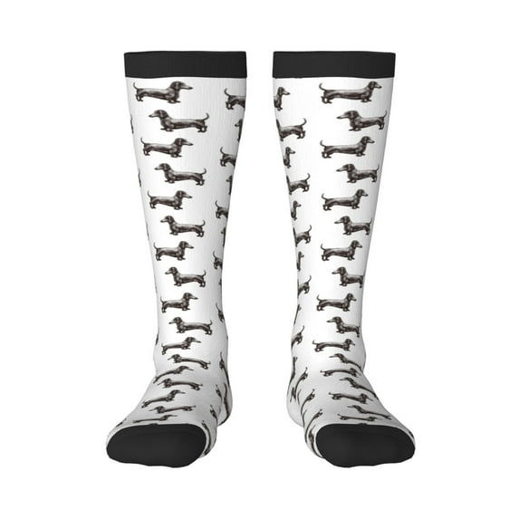 Daiia Sports Socks Dachshund Dog Puppy Printed Novelty Crew Socks for Men Women Knee High Socks Cotton Socks Soft & Breathable Support Unisex Socks