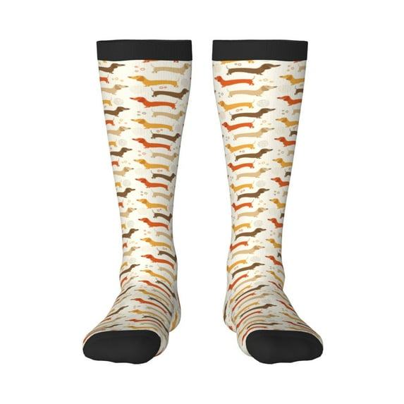 Daiia Sports Socks Dachshund Printed Novelty Crew Socks for Men Women Knee High Socks Cotton Socks Soft & Breathable Support Unisex Socks