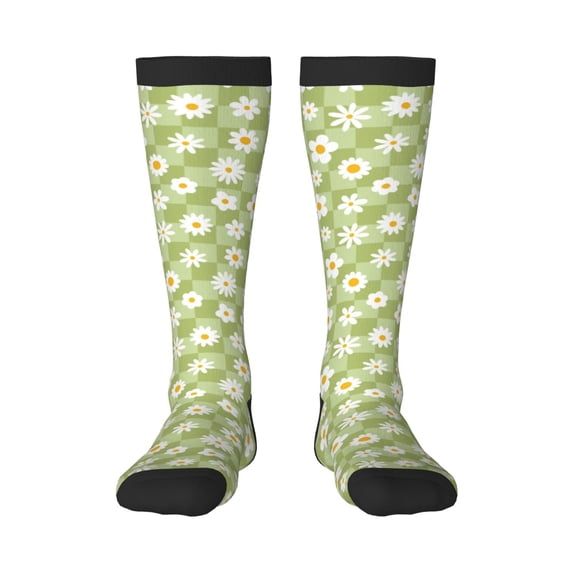 Daiia Sports Socks Daisies Flowers Printed Novelty Crew Socks for Men Women Knee High Socks Cotton Socks Soft & Breathable Support Unisex Socks