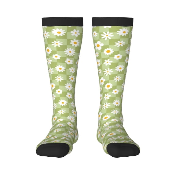 Daiia Sports Socks Daisies Flowers Printed Novelty Crew Socks for Men Women Knee High Socks Cotton Socks Soft & Breathable Support Unisex Socks
