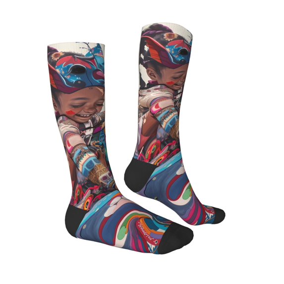 Daiia Sports Socks Fantasy Colorful Beast Printed Novelty Crew Socks for Men Women Knee High Socks Cotton Socks Soft & Breathable Support Unisex Socks