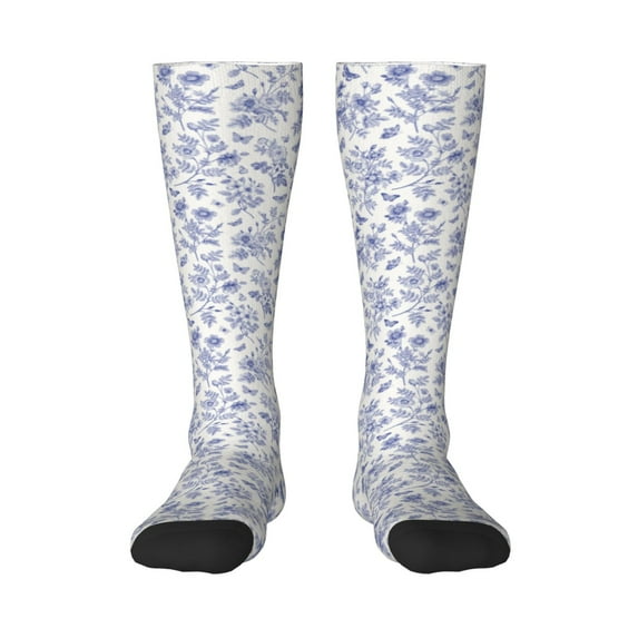 Daiia Sports Socks Floral Butterfly Printed Novelty Crew Socks for Men Women Knee High Socks Cotton Socks Soft & Breathable Support Unisex Socks