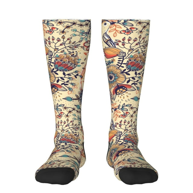 Daiia Sports Socks Floral With Birds And Fantasy Flowers Printed ...