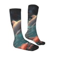 thumbnail image 1 of Daiia Sports Socks Flower White Dolphin Printed Novelty Crew Socks for Men Women Knee High Socks Cotton Socks Soft & Breathable Support Unisex Socks, 1 of 9