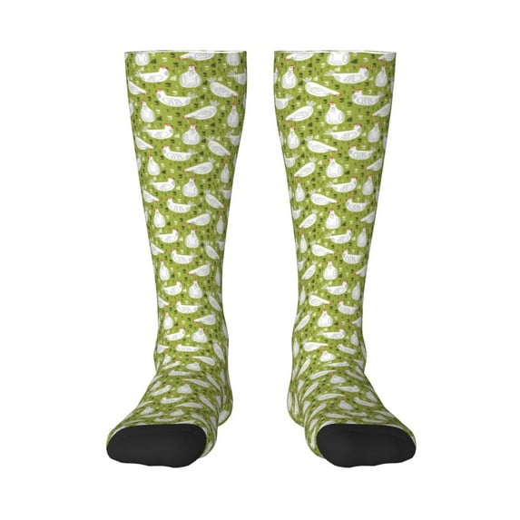 Daiia Sports Socks Funny Chicken Printed Novelty Crew Socks for Men Women Knee High Socks Cotton Socks Soft & Breathable Support Unisex Socks