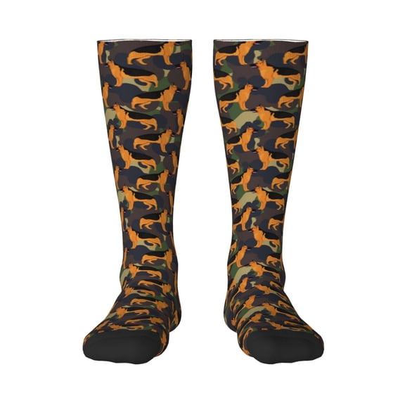 Daiia Sports Socks German Shepherd Dog Printed Novelty Crew Socks for Men Women Knee High Socks Cotton Socks Soft & Breathable Support Unisex Socks