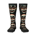 thumbnail image 1 of Daiia Sports Socks Glitch Screaming Skull Printed Novelty Crew Socks for Men Women Knee High Socks Cotton Socks Soft & Breathable Support Unisex Socks, 1 of 9