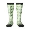 thumbnail image 1 of Daiia Sports Socks Light green argyle Printed Novelty Crew Socks for Men Women Knee High Socks Cotton Socks Soft & Breathable Support Unisex Socks, 1 of 6