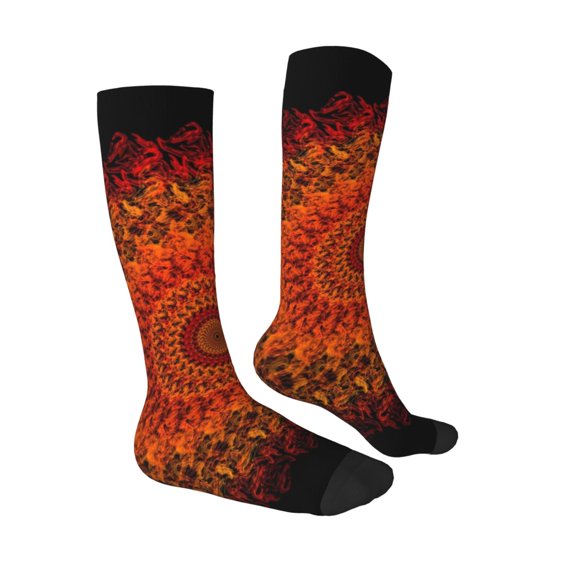 Daiia Sports Socks Mandala Printed Novelty Crew Socks for Men Women Knee High Socks Cotton Socks Soft & Breathable Support Unisex Socks