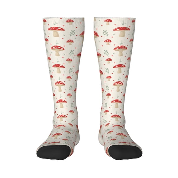 Daiia Sports Socks Mushroom Printed Novelty Crew Socks for Men Women Knee High Socks Cotton Socks Soft & Breathable Support Unisex Socks
