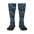 thumbnail image 1 of Daiia Sports Socks Navy Blue Geometric Printed Novelty Crew Socks for Men Women Knee High Socks Cotton Socks Soft & Breathable Support Unisex Socks, 1 of 9