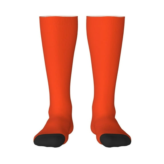 Daiia Sports Socks Orange Printed Novelty Crew Socks for Men Women Knee High Socks Cotton Socks Soft & Breathable Support Unisex Socks