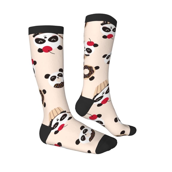 Daiia Sports Socks Panda Ice Creams Donuts Printed Novelty Crew Socks for Men Women Knee High Socks Cotton Socks Soft & Breathable Support Unisex Socks