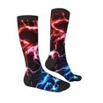 thumbnail image 1 of Daiia Sports Socks Red And Blue Lightning Printed Novelty Crew Socks for Men Women Knee High Socks Cotton Socks Soft & Breathable Support Unisex Socks, 1 of 9