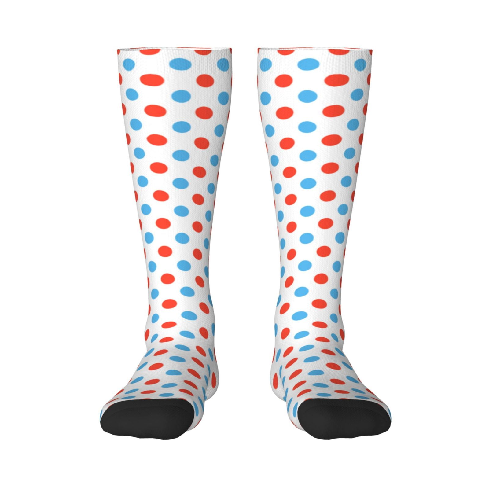 Daiia Sports Socks Red Blue Polka Dots Printed Novelty Crew Socks for ...